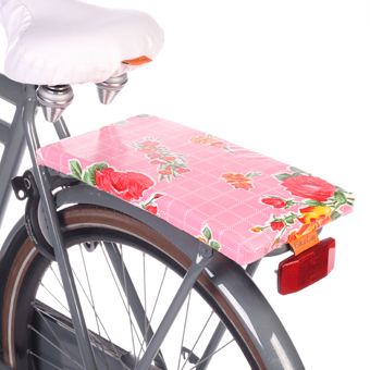 BikeCap Fietskussentje roze ruit gebloemd